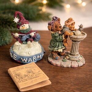 Boyds & Bears Friends Bundle 2 Collectible Resin Figurines Christmas Holiday Vtg